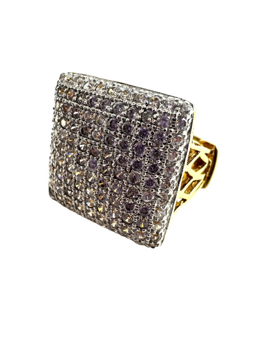 PJM China 925 Sterling Silver Cubic Zirconia Size 6 Ring Gold Tone